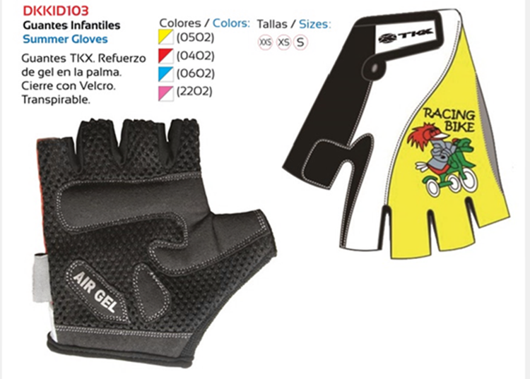 GUANTES BICICLETA TKX NIO AMARILLO XS